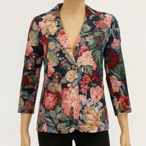 Hamilton Floral Tapestry Blazer Womens M Multicolor Cottagecore Vintage USA